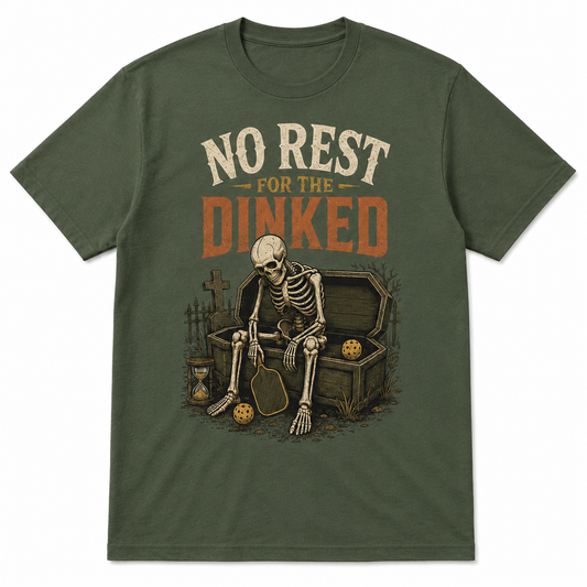 No Rest for the Dinked Pickleball Halloween Skeleton Shirt