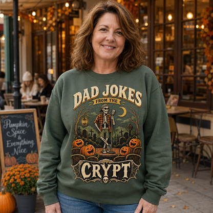 Dad Jokes From the Crypt Halloween Skeleton Shirt