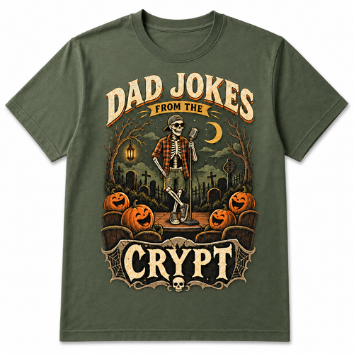 Dad Jokes From the Crypt Halloween Skeleton Shirt