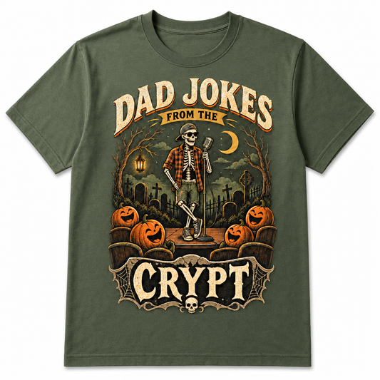 Dad Jokes From the Crypt Halloween Skeleton Shirt