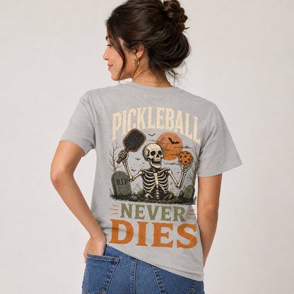Pickleball Never Dies Skeleton Halloween T-Shirt