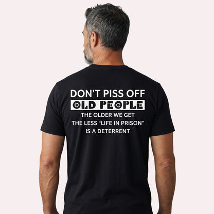  black unisex cotton t-shirt with bold white text on the back featuring a sarcastic humor quote.