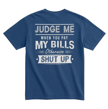  blue Comfort Colors unisex graphic tee featuring distressed white typography on the back