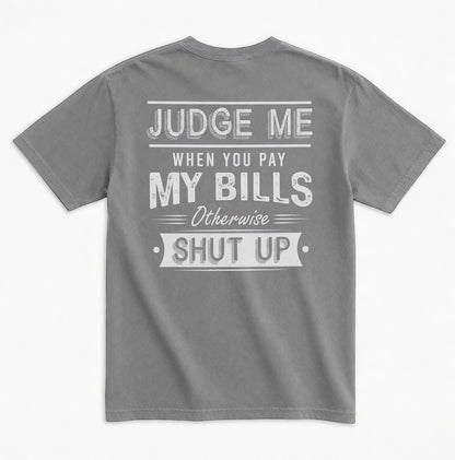  unisex garment-dyed grey cotton t-shirt with distressed white typography print on the back
