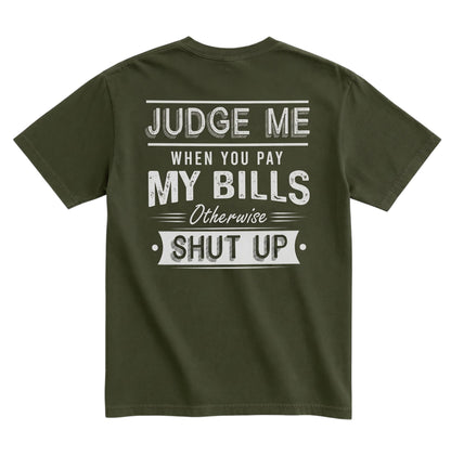  olive green unisex graphic tee featuring distressed white typography on the back with a vintage aesthetic.