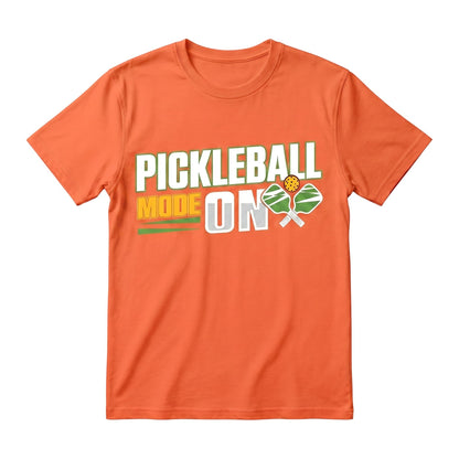  orange cotton unisex t-shirt with Pickleball Mode On graphic print