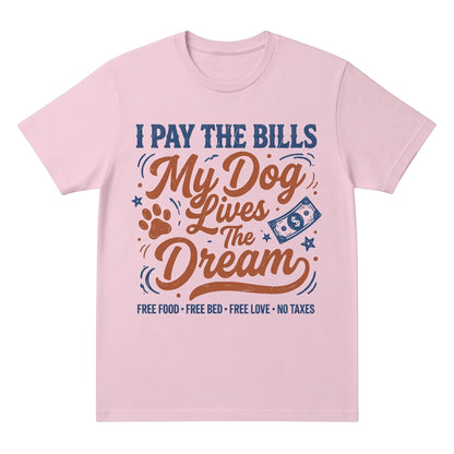  light pink cotton t-shirt with funny dog lover graphic print and vintage typography