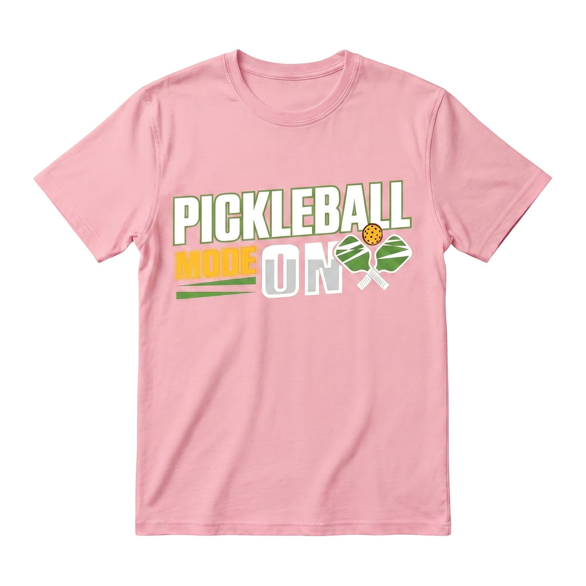  light pink unisex cotton t-shirt with Pickleball Mode On graphic print