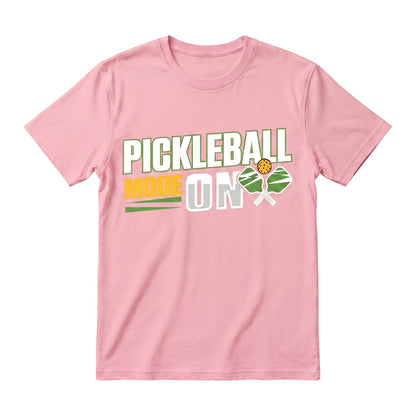  light pink unisex cotton t-shirt with Pickleball Mode On graphic print